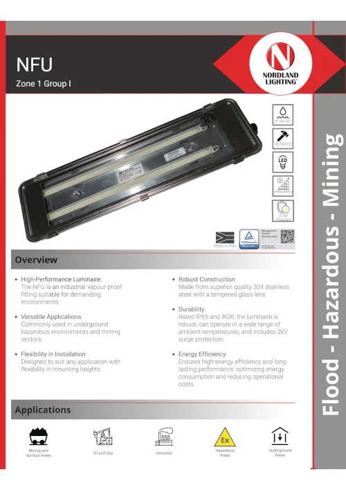 NL74 Nordland NFU 50W NFU Industrial Vapour proof Fitting